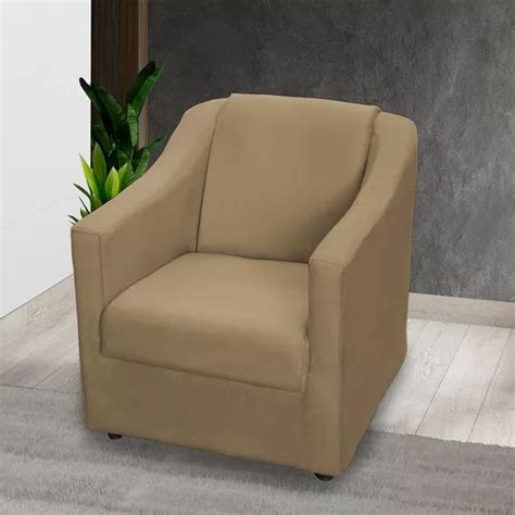 Poltrona Para Sala Decorativa Escritório Cadeira Recepção Cor Nude Desenho Do Tecido Suede Liso