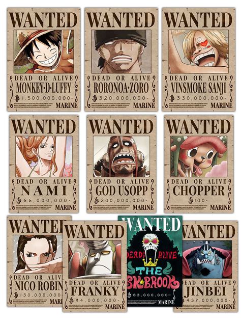 Straw Hat Pirate Crew Wanted Bounty Posters Comicsense