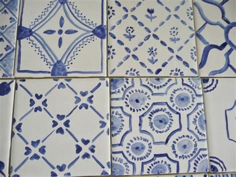 Blue And White French Country Majolica Patchwork Ceramic Tiles Etsy Patchwork Tiles French