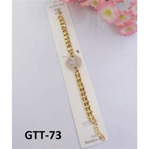 Jual Gelang Tangan Kaki Rantai Titanium Emas Gold Bulat Diam Plus Polos