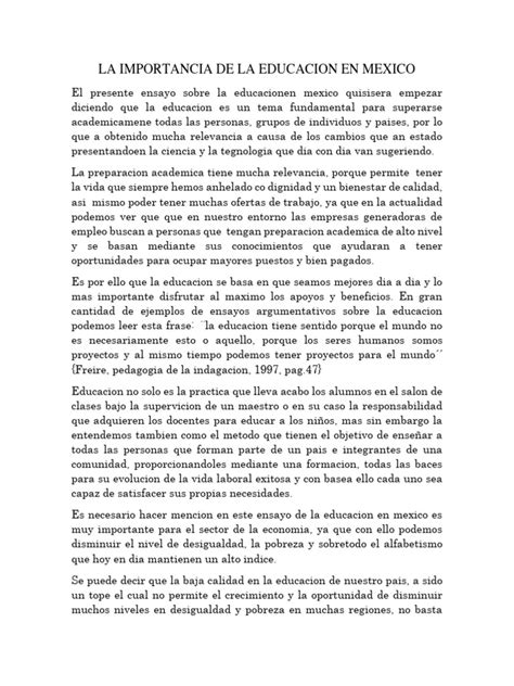 La Importancia De La Educacion En Mexico Pdf Desigualdad Social Discriminación Y