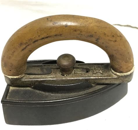 Antique Fg 1 Clothes Iron With Wooden Handle Ebay Wooden Handles