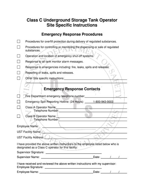 Fillable Online Dsps Wi Class C Underground Storage Tank Operator Site