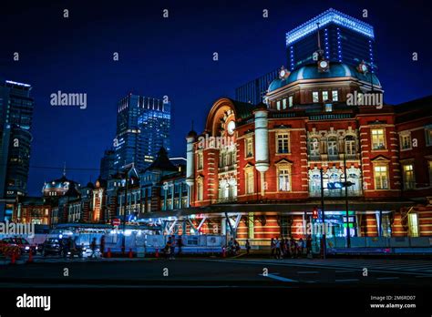 Light-up of Tokyo Station, night view Stock Photo - Alamy