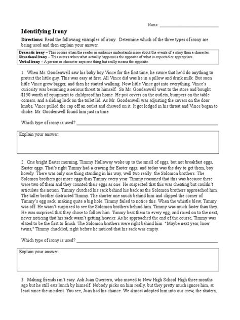 Pranav Vijayananth Irony Worksheet Pdf Pranav Vijayananth Name