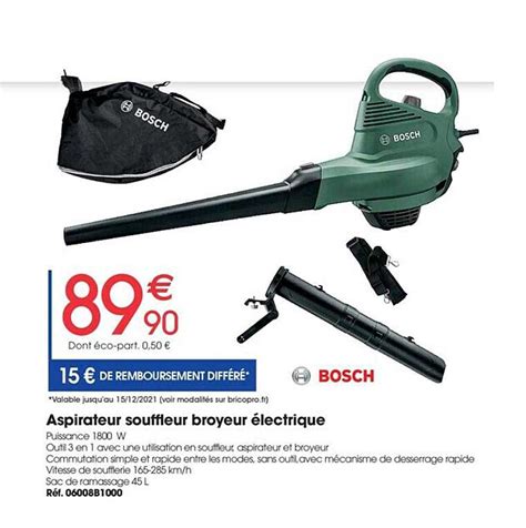 Promo Aspirateur Souffleur Broyeur électrique Bosch chez Brico Pro