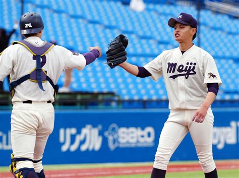 明大が立大に連勝で勝ち点2 足つるアクシデントも毛利海大「投げきります」志願の初勝利 アマ野球写真ニュース 日刊スポーツ