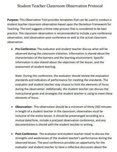 12 Teacher Observation Checklist Templates In Pdf Ms Word