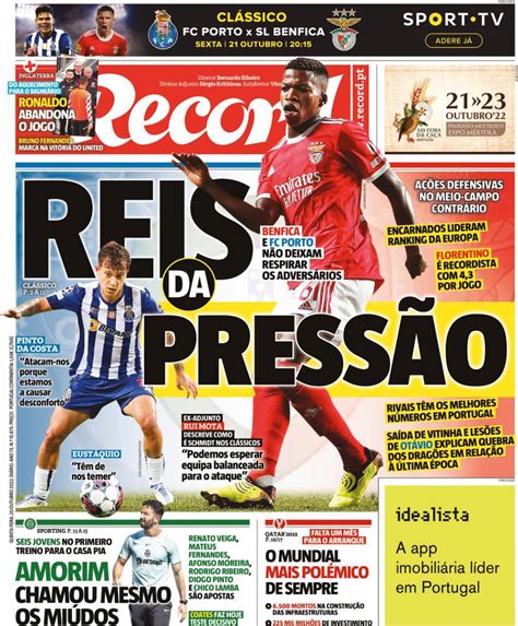 Capa Jornal Record 20 Outubro 2022 Capasjornais Pt