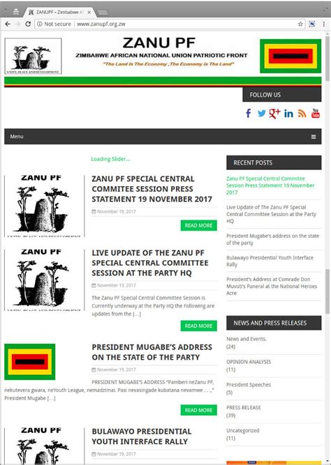 Zanu Pf Removes Robert Mugabe Images From Official Website Techzim