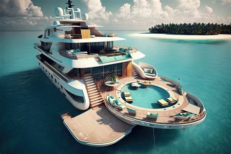 Luxury Yacht With Private Sundeck And Hot Tub Surrounded By Beautiful