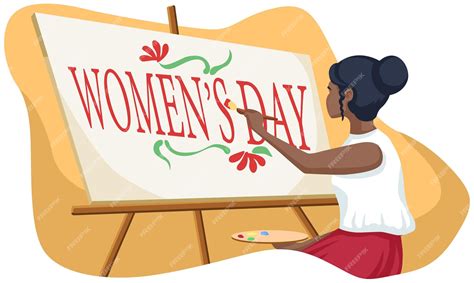 Premium Vector | A woman drawing a poster for the women's day.