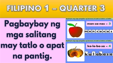 Filipino Quarter 3 Week 1 Pagbaybay Ng Mga Salita Na May Tatlo