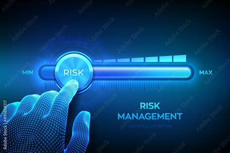 Risk Levels Knob Button Wireframe Hand Is Pulling To The Minimum