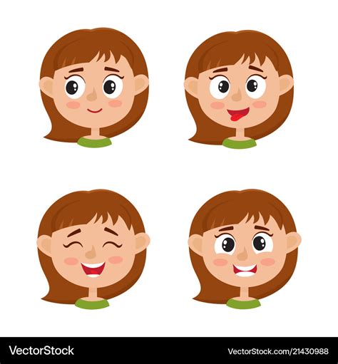 Little girl happy face expression isolated Vector Image