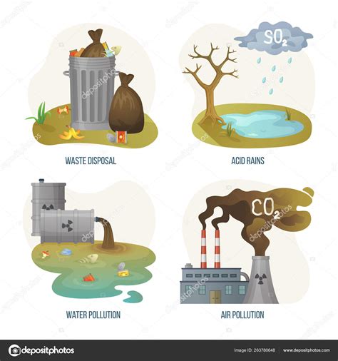 Environmental Problems Waste Disposal Acid Rain Stock Vector Image By