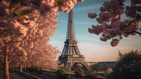 Eiffel Tower City Landmark Vacation Background Eiffel Tower City