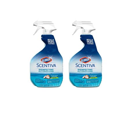 2 Pack Clorox Scentiva Multi Surface Cleaner Spray Bottle Pacific Breeze Coconut 24 Oz