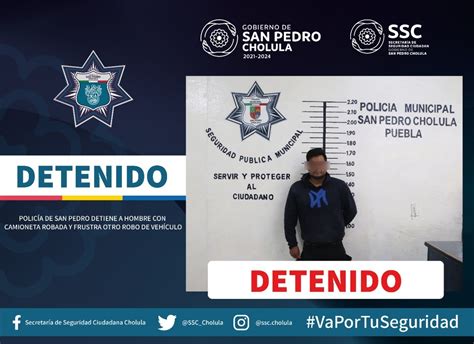 Policía de San Pedro Cholula detiene a hombre con camioneta robada y