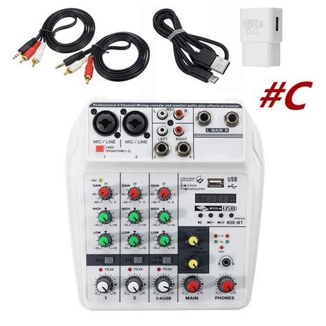 4 Channel Audio Mixer Bluetooth USB Stereo Studio Sound Mixing Console ...