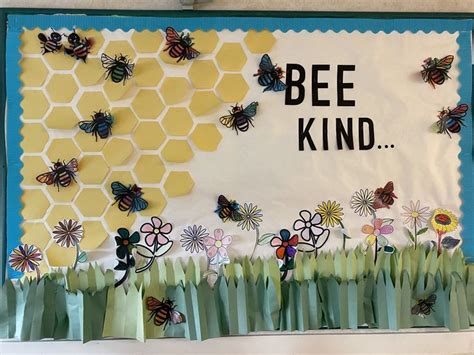 Bee Kind Bulletin Board Bee Stencil Bee Colored Paper