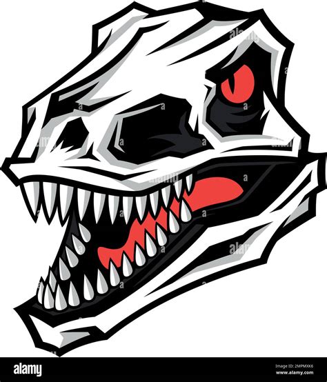Velociraptor Dinosaur Skull Cartoon Character Design Stock Vector