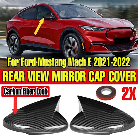 For Ford Mustang Mach E 2021 2022 Carbon Fiber Look Rear View Mirror Cap Cover D Car Accessories