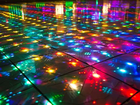 Colorful Disco Dance Floor Illuminated By Vibrant Led Lights Stock