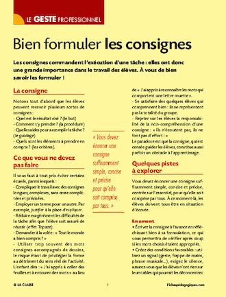 Reformulation Des Consignes