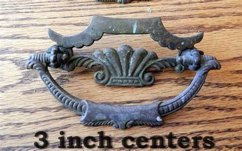 Pair Antique Original Cast Brass Drawer Pulls Inch Etsy Drawer