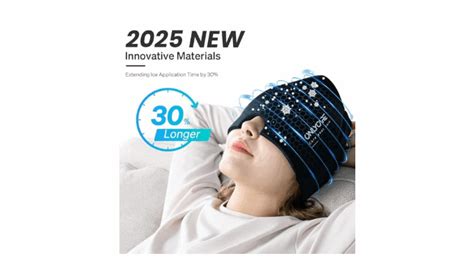 ONLYCARE Migraine Relief Cap Soothing Migraine Mask Upgraded Odorless Gel Ice Head Wrap Hot And