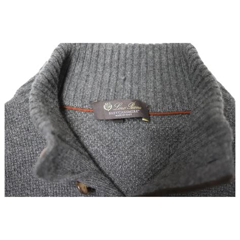 Pull Col Boutonn Loro Piana En Cachemire Gris Laine Ref Joli