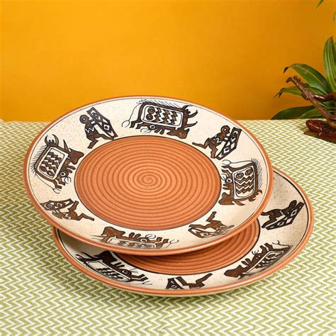 Buy Moorni Tribal Village Dinner Plate Set Of 2 11x10 In Dubai