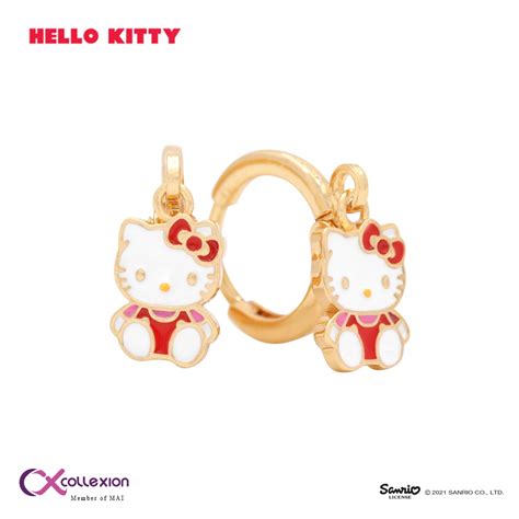 Jual Collexion Red Ribbon Hello Kitty Drop Earrings Anting Anak Lapis