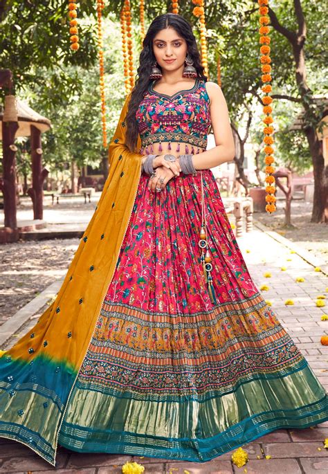 Pink Silk Readymade Circular Lehenga Choli