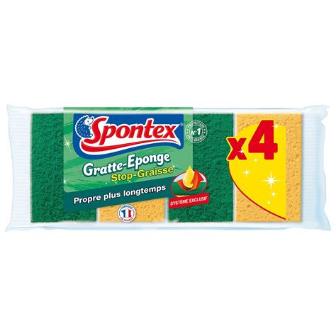 Gratte éponge Stop Graisse SPONTEX le paquet de 4 à Prix Carrefour