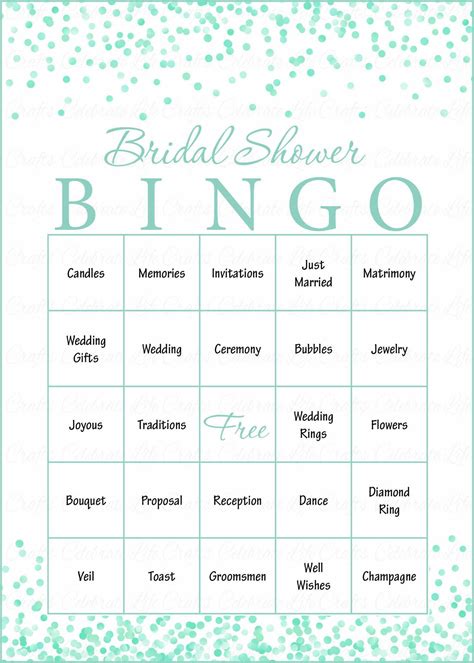 Bridal Bingo Cards Printable Download Prefilled Bridal Shower Game For Wedding Mint