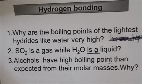 Solved Hydrogen bonding 1. Why are the boiling points of the | Chegg.com