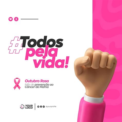 Modelo De Mídia Social Outubro Rosa Em Português Para Comemoração