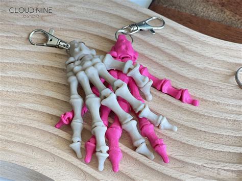 Flexi Skeleton Hand Keychain Skeleton Keychain Halloween Etsy