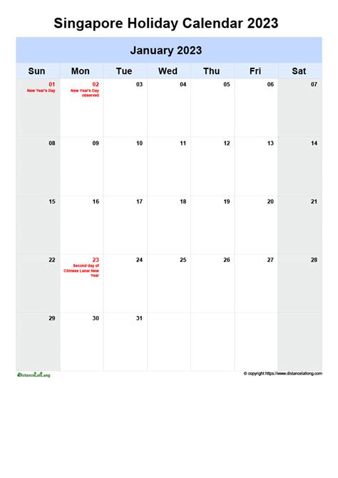 Download Free Printable 2023 Monthly Calendar With Singapore Holidays