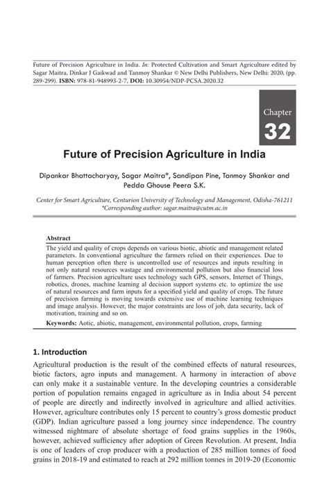 Pdf Future Of Precision Agriculture In India