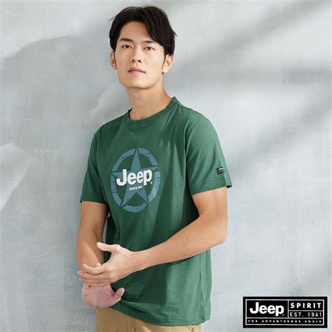 Jeep 男裝 Logo圖騰純棉百搭短袖t恤 綠色 T恤 Yahoo奇摩購物中心