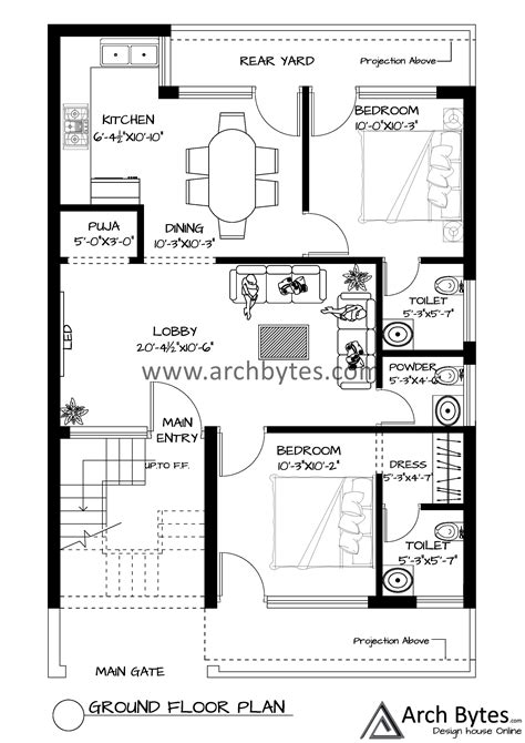 House Plan For 27x42 Feet Plot Size 120 Square Yards Gaj House