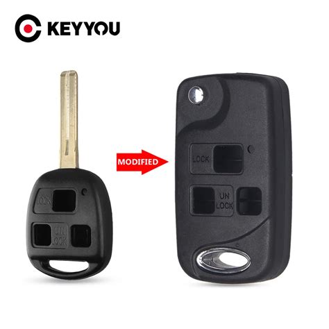 Keyyou 3 Buttons Flip Folding Remote Key Shell Case For Lexus Rx300