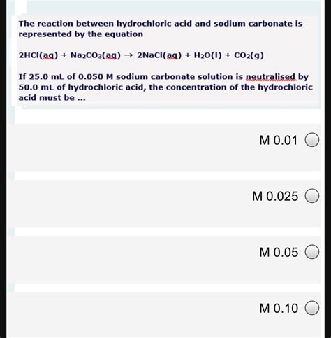 Answered The Reaction Between Hydrochloric Acid Bartleby