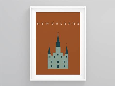 New Orleans Art Deco Travel Posters, St Louis Cathedral Land Mark Print, New Orleans Print ...