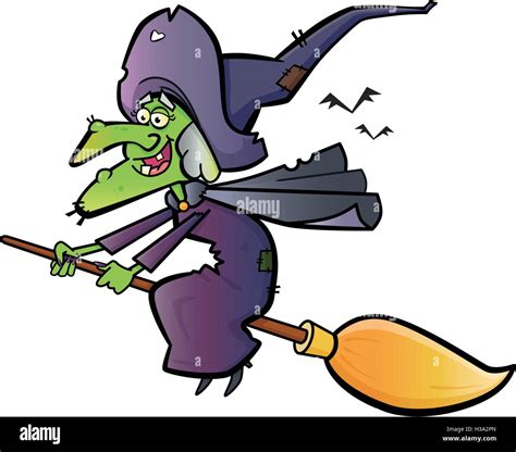 Witch A Vector Illustration Of A Witch On A Broomstick Stock Vector