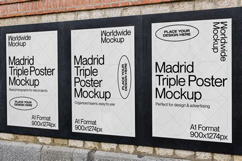 Madrid Triple Poster Mockup Advertising Mockups Creative Market