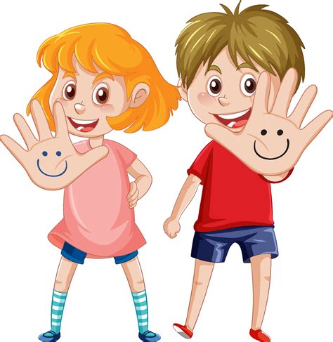 Two kids open hands cartoon character 9375768 Vector Art at Vecteezy